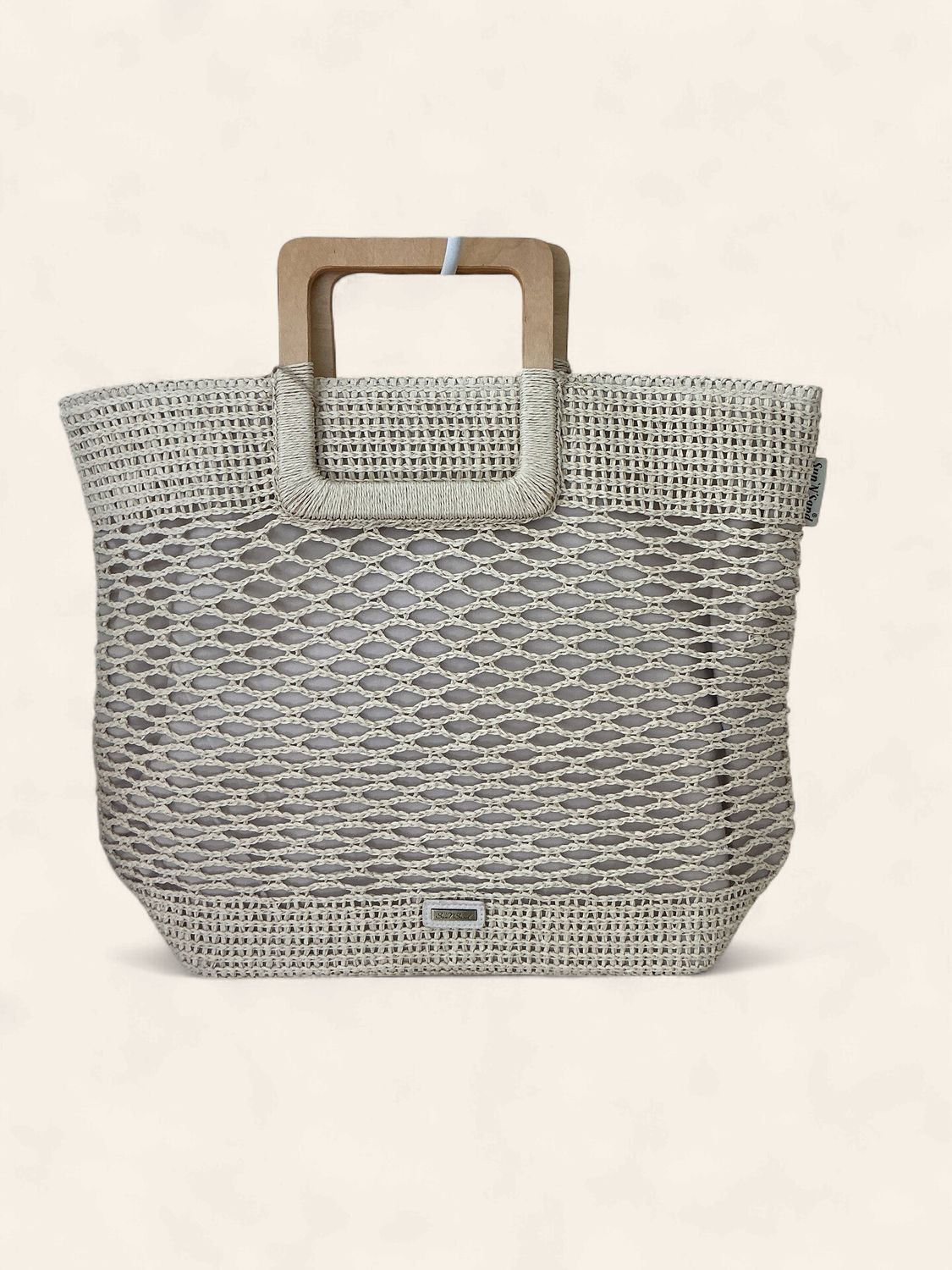 Paper Crochet Shoulder Tote - Natural