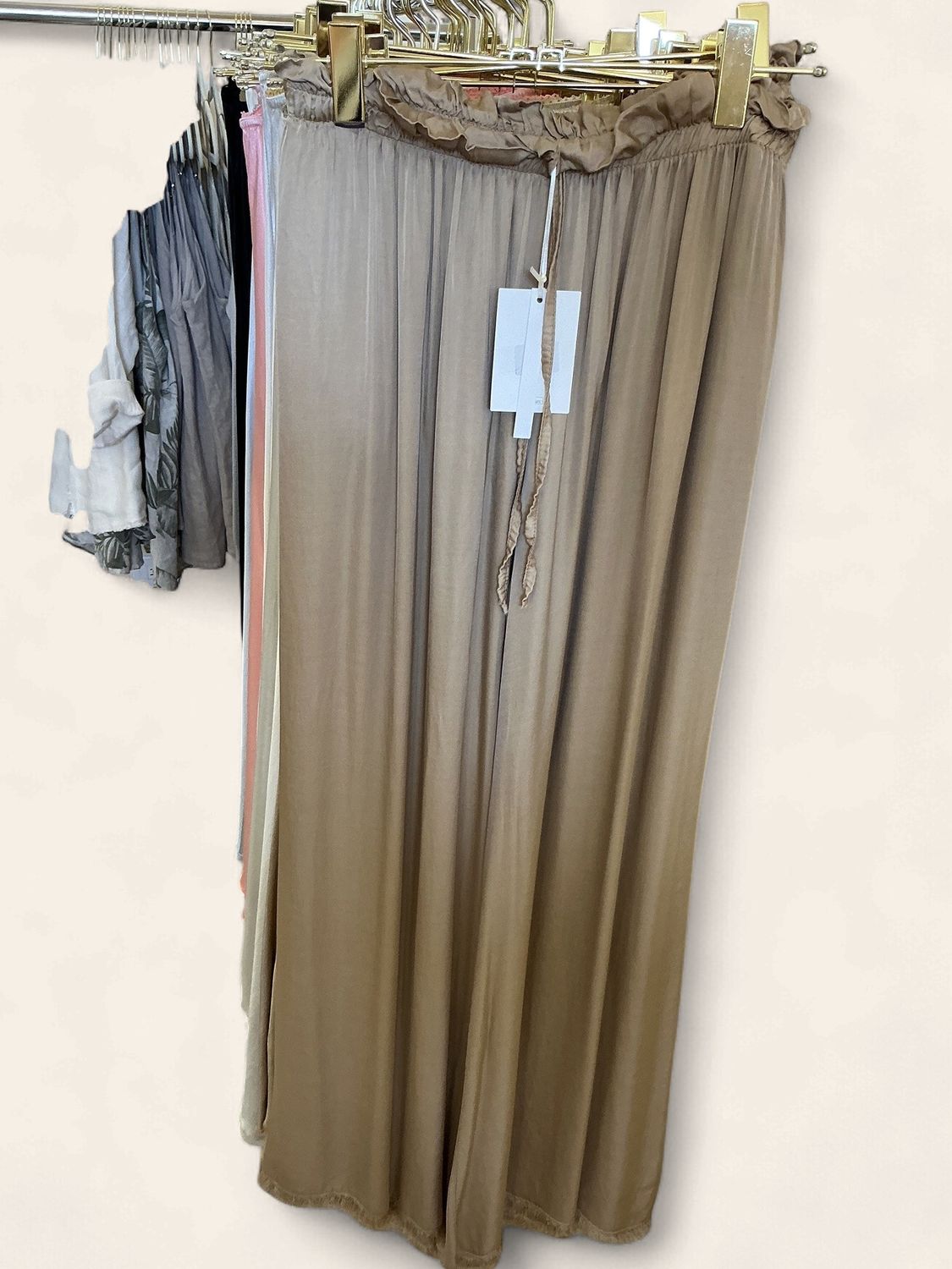 Viscose| Drawstring| Distressed Hem|Palazzo Pant