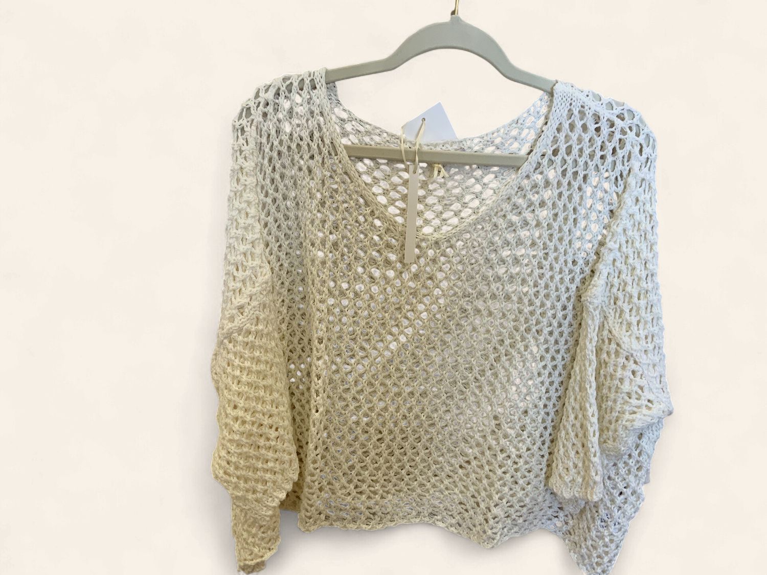 Long Sleeve|Drop Shoulder|Crochet|V Neck|Tunic