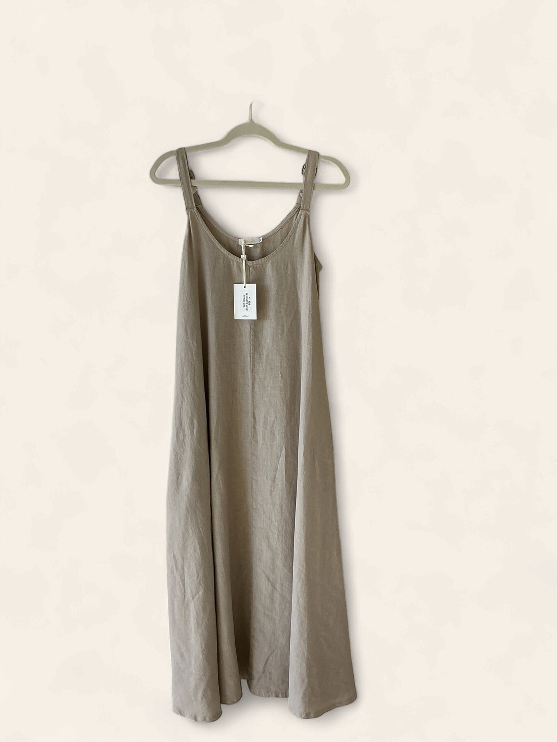 Adjustable Strap Linen Dress w/ Pocket
