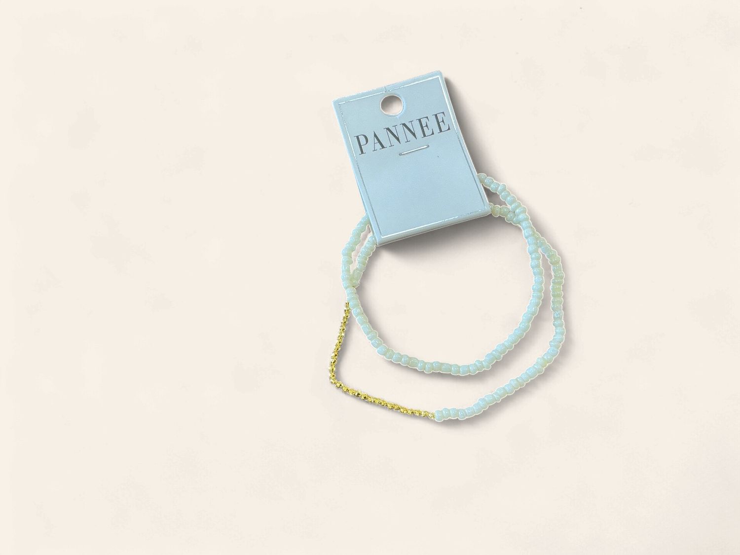 Set of 2|7” Bracelet|Stretchy White| Gold Bead|4885