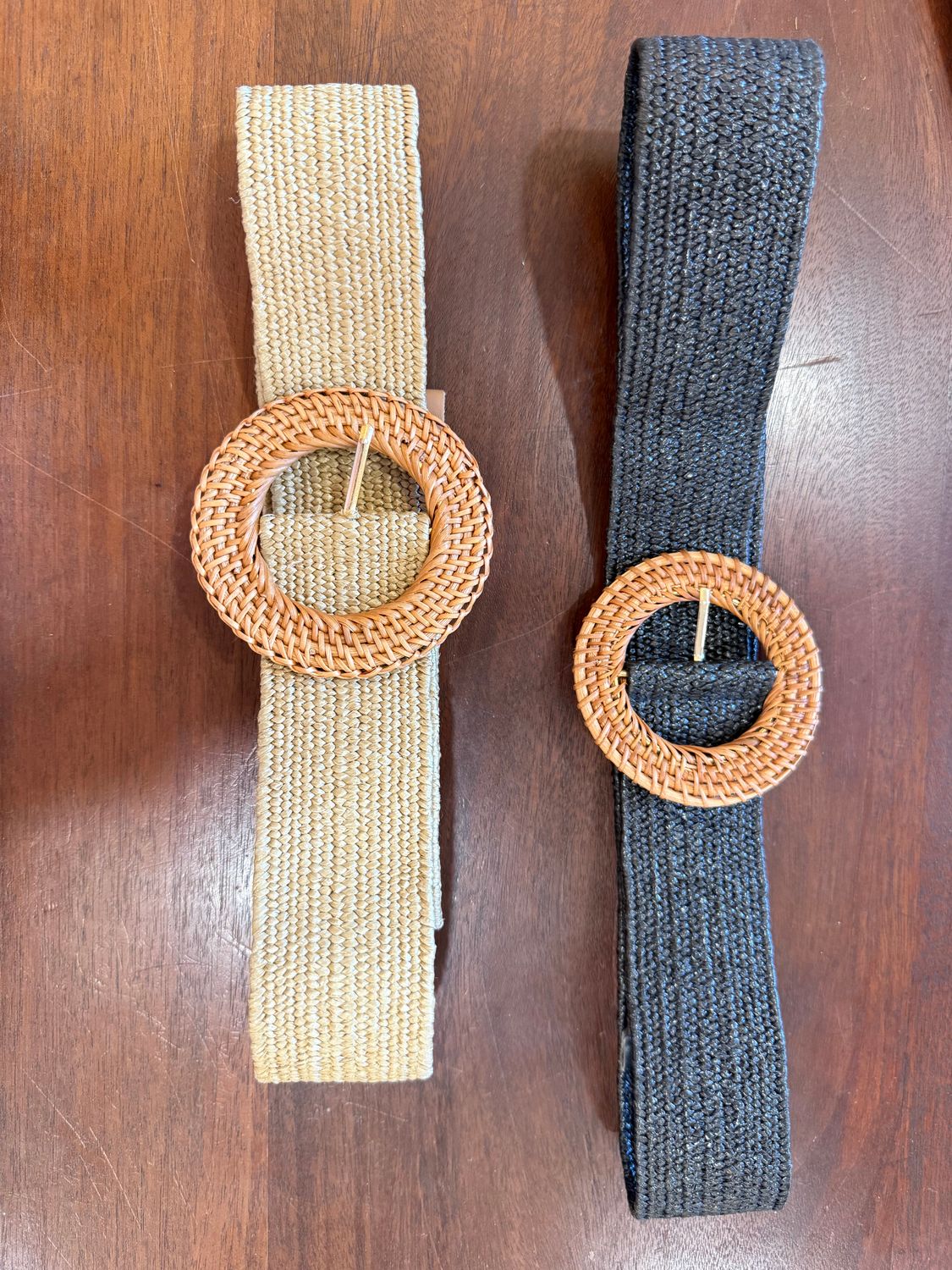 Black or Tan Woven belts with Rattan Buckle