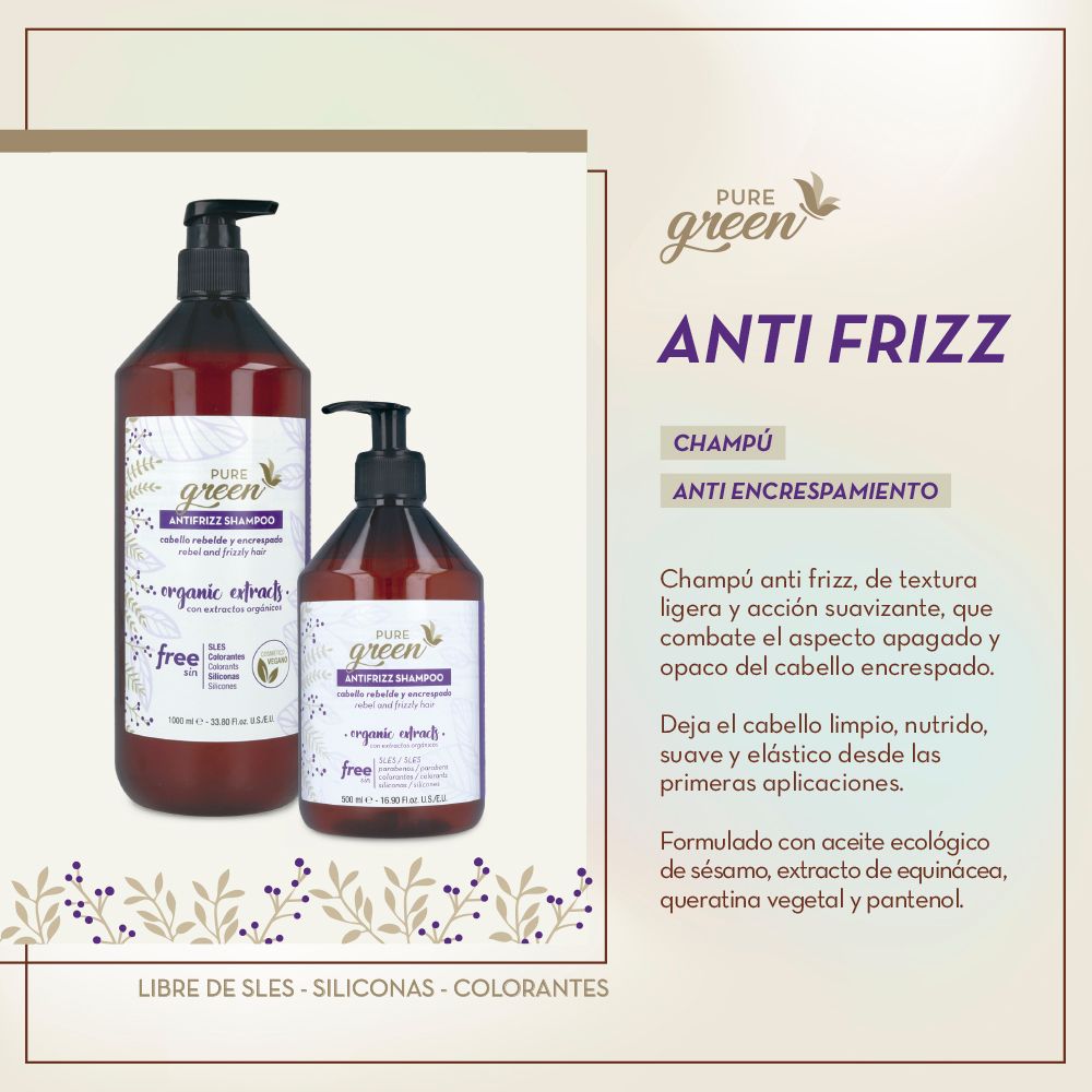 Puré Green Antifrizz Champú 1 L