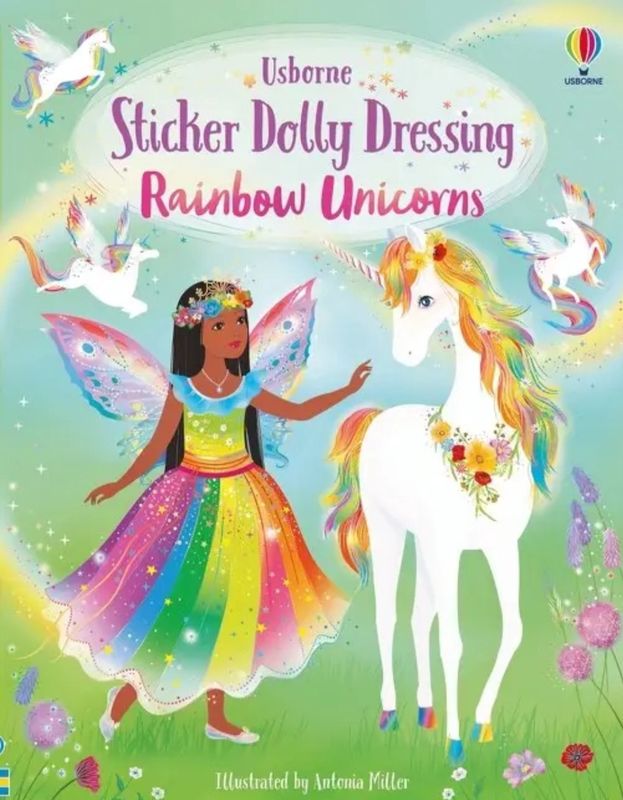 STICKER DOLLY DRESSING RAINBOW UNICORNS