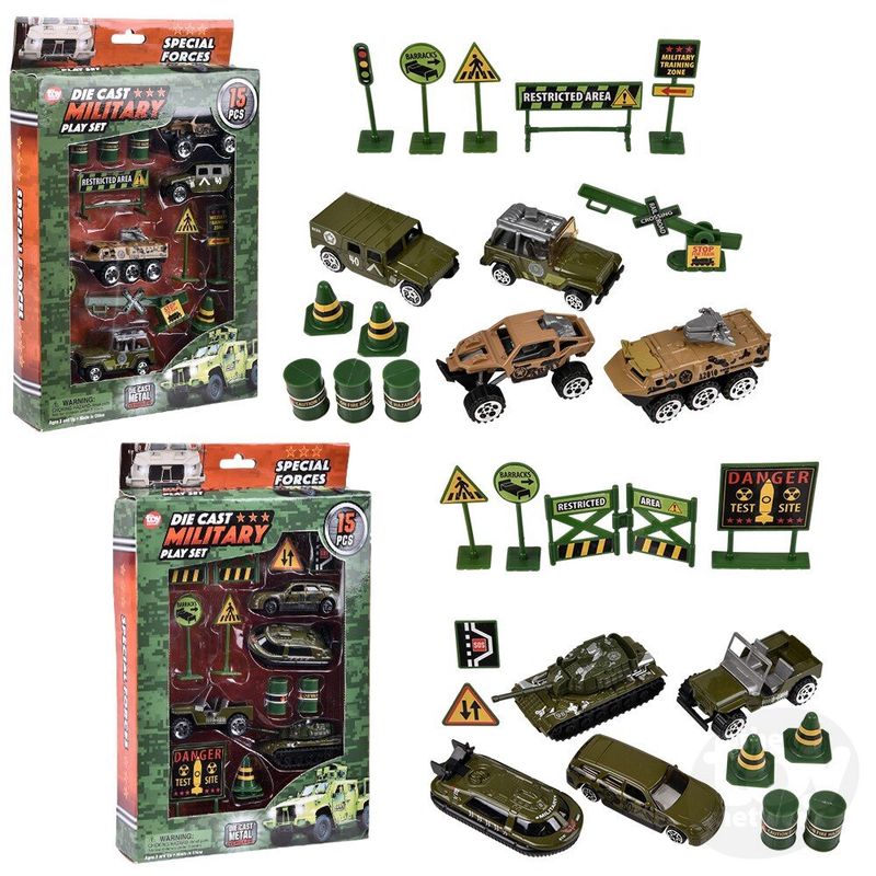 15PC DIE-CAST MILITARY PLAY SET