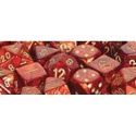 7PC DICE SET SCARLET/GOLD