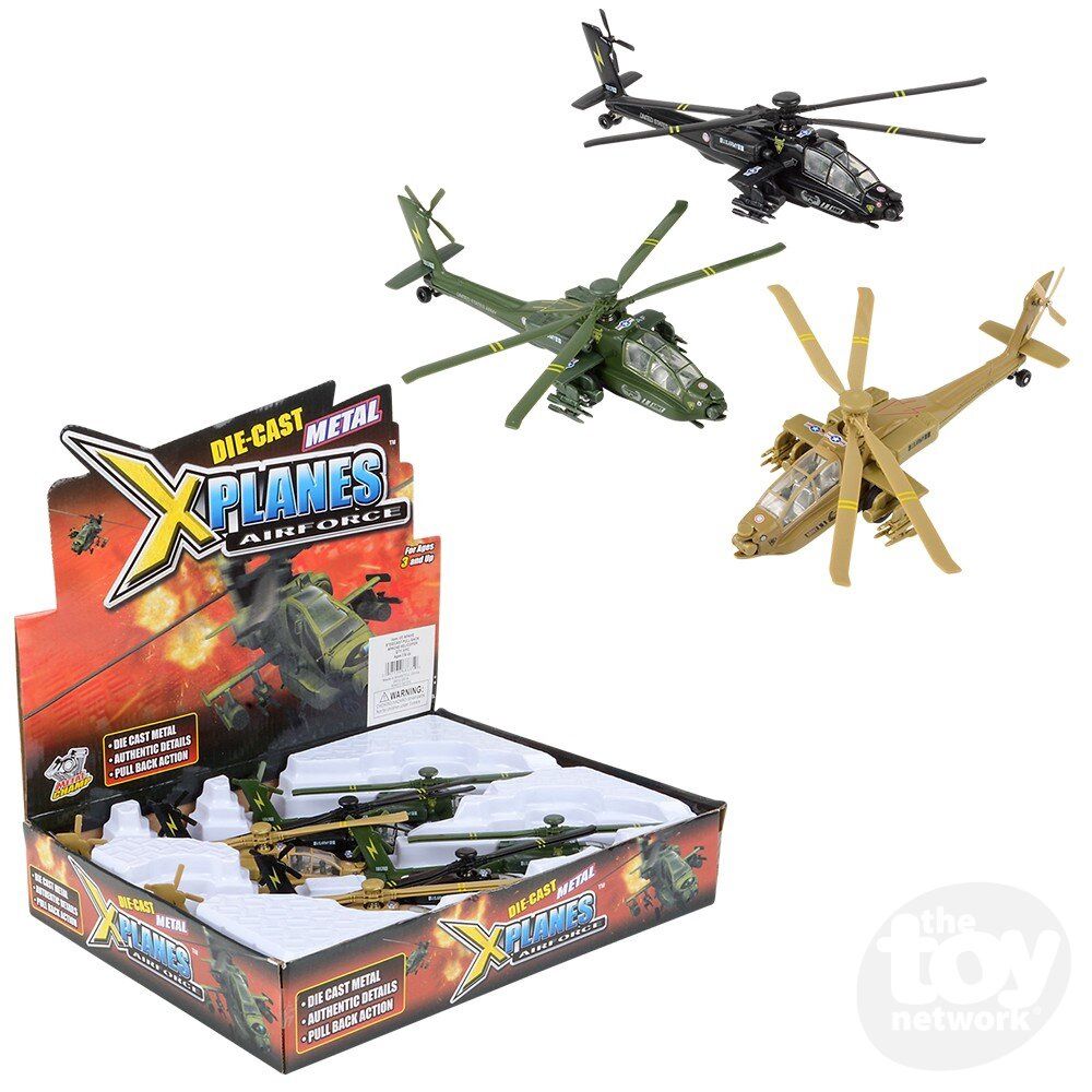 8IN DIECAST PULLBACK APACHE HELI