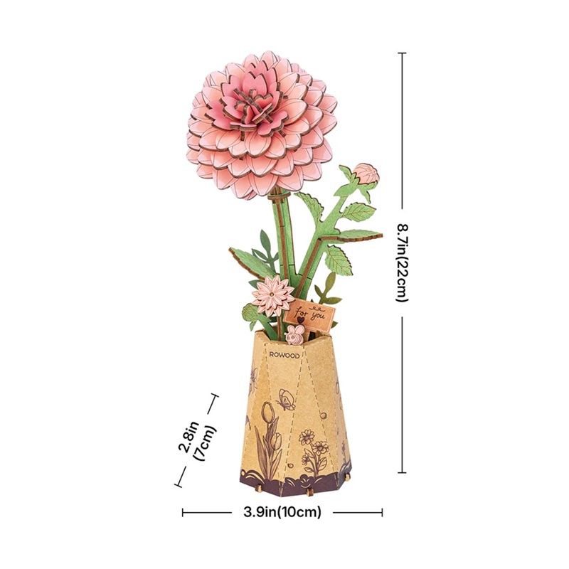 PINK DAHLIA DIY WOOD FLOWER