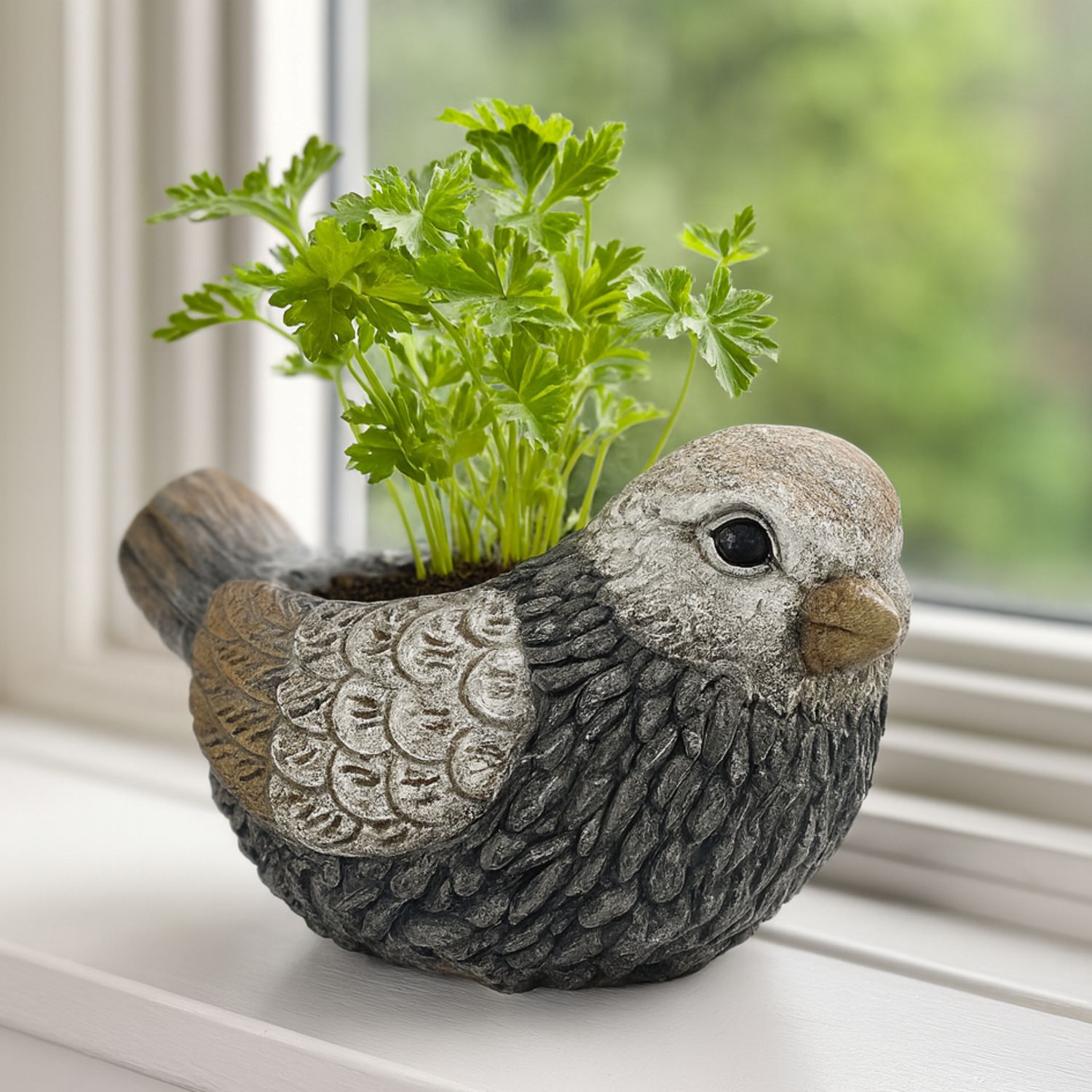 Mini Bird Planter Faux Wood Finish