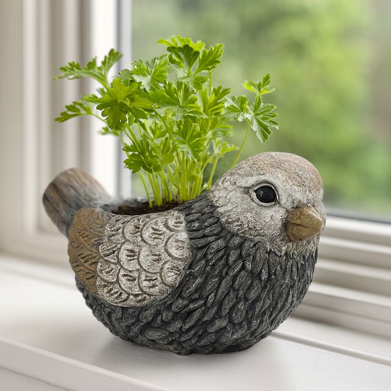 Mini Bird Planter Faux Wood Finish
