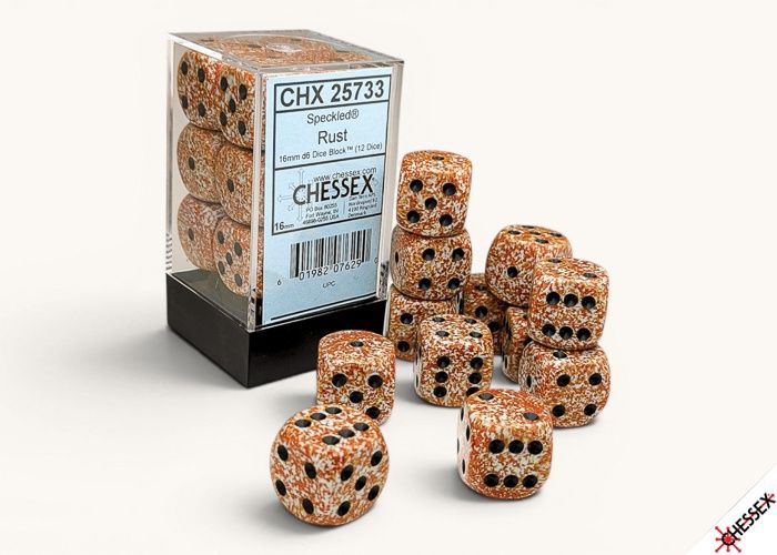 SPECKLED DICE: 16MM D6 12ct RUST