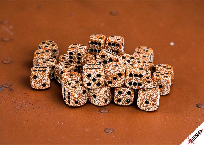 SPECKLED DICE: 12MM D6 36ct RUST