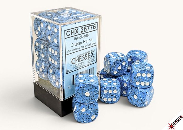 SPECKLED DICE: 16MM D6 12ct OCEAN STONE