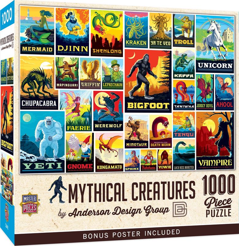 Vintage Posters Mythical Creatures 1000pc Puzzle
