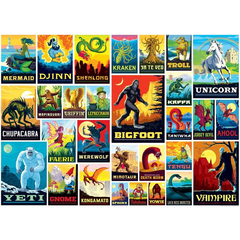 Vintage Posters Mythical Creatures 1000pc Puzzle