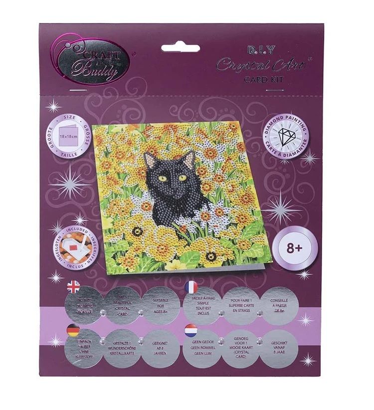 CRYSTAL ART CARD KIT: CAT AMONG THE FLOWERS