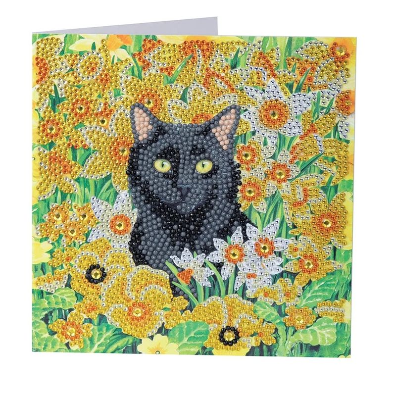 CRYSTAL ART CARD KIT: CAT AMONG THE FLOWERS