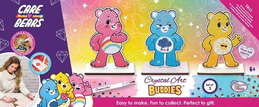 CRYSTAL ART BUDDIES: CARE BEARS 3PK