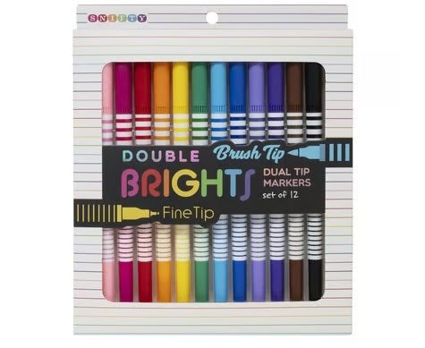 DOUBLE BRIGHTS DUAL TIP MARKER SET