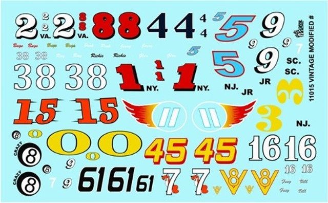 VINTAGE MODIFIED NUMBER DECALS