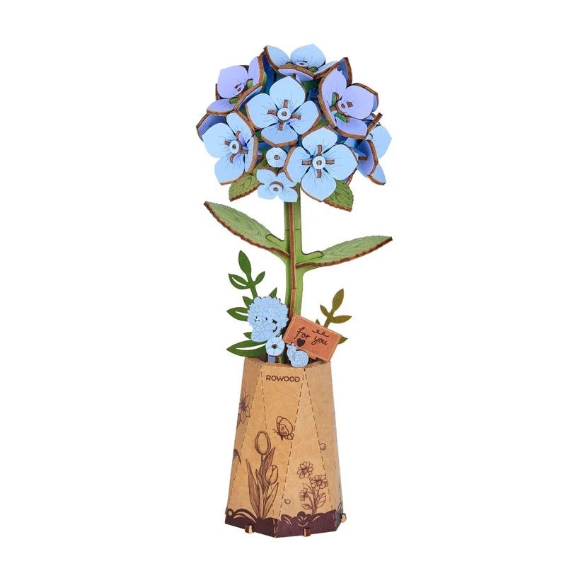 BLUE HYDRANGEA DIY WOOD FLOWER