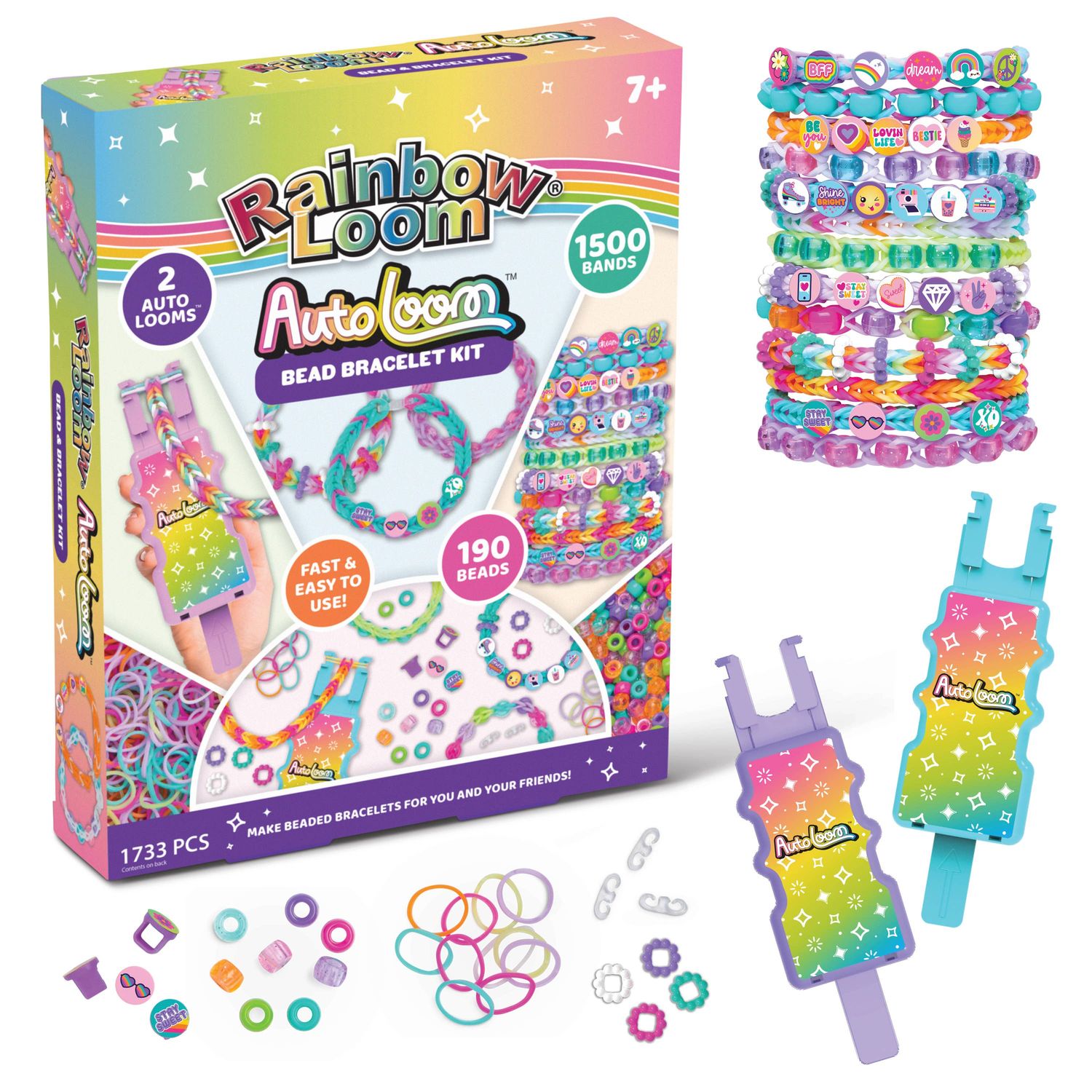Twin Auto Loom 1500 Rubber Band Bracelet Kit + 190 Beads