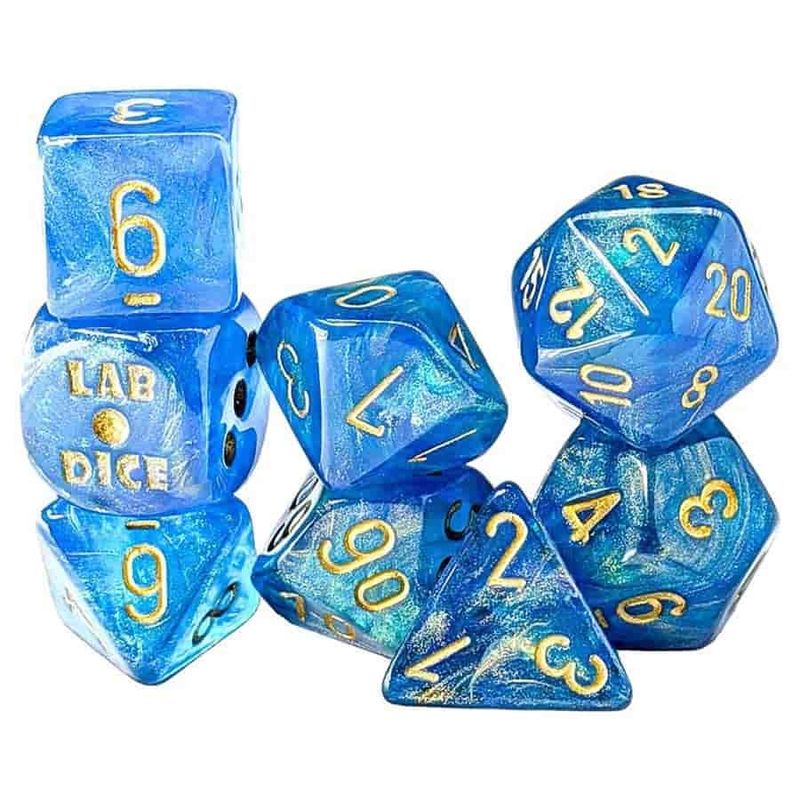 LAB DICE 7ct (SER 10): SHIMMER AQUEOUS/GOLD