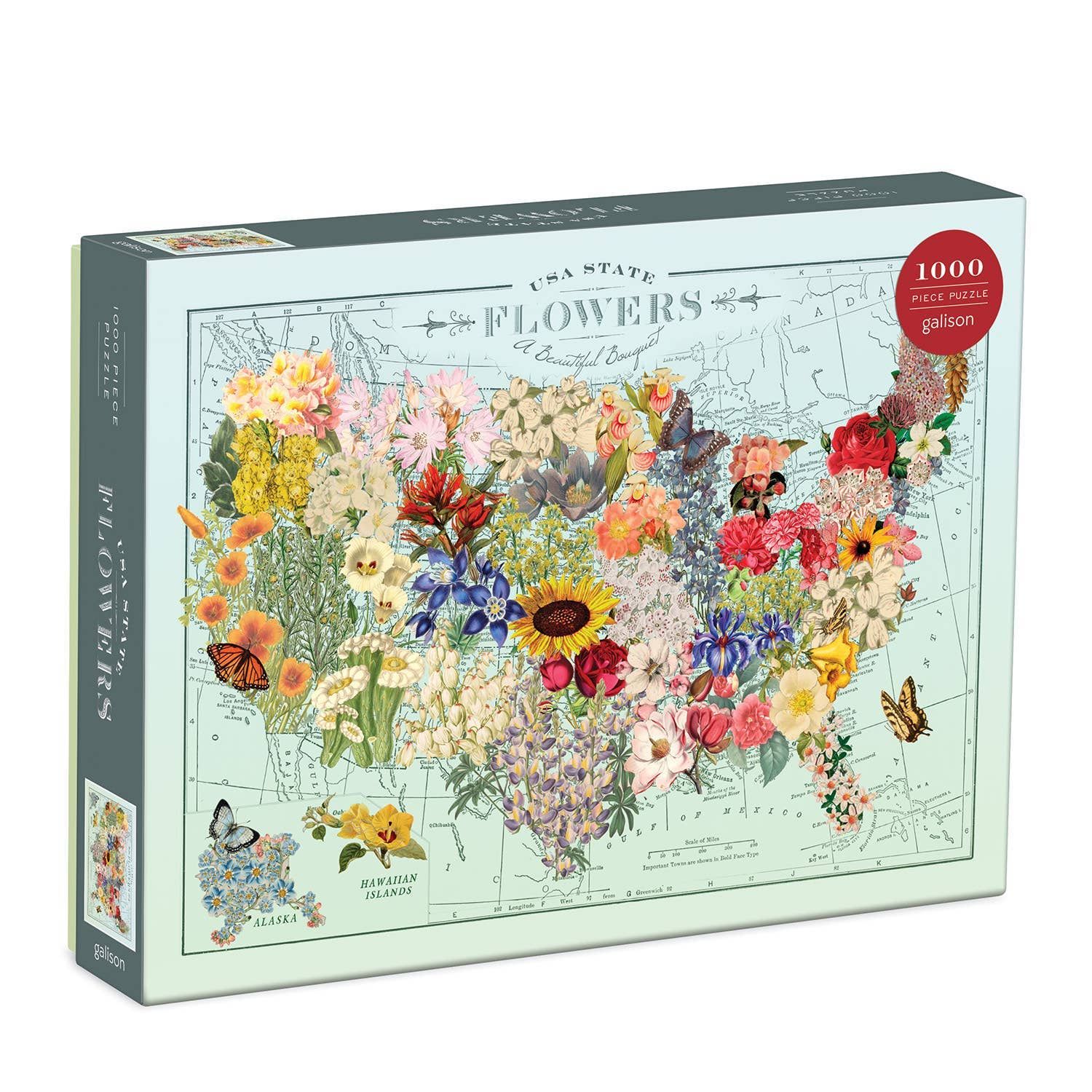 Wendy Gold USA State Flowers 1000pc Puzzle by Galison