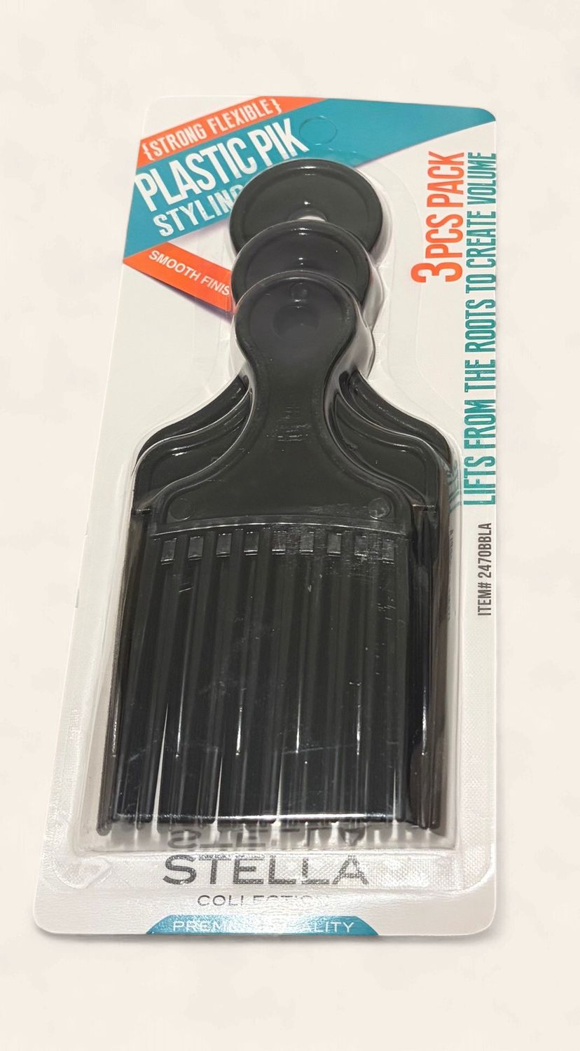 Comb-Plastic PIK comb 3 PC Blackk'