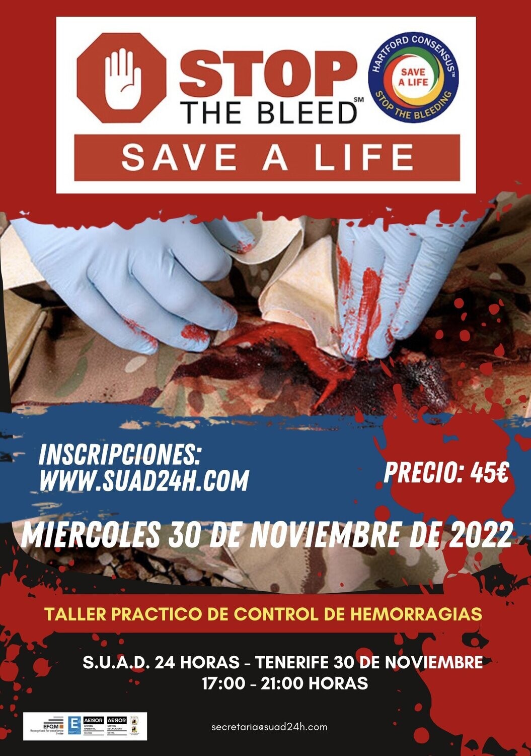 3ª Edición Noviembre 2022 -CURSO PRACTICO DE CONTROL DE HEMORRAGIAS - STOP THE BLEED