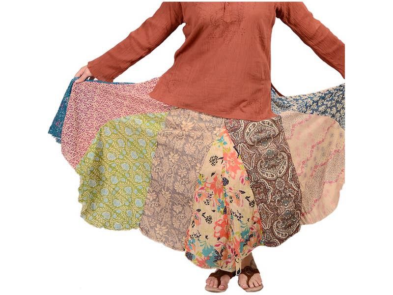 EXTRA LARGE INDIAN PRINT PATCH PANEL SKIRT