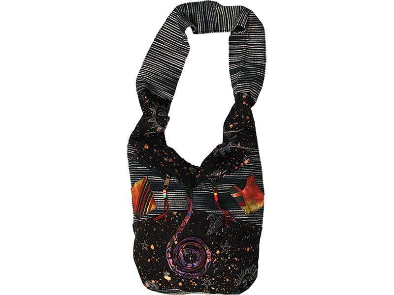 DARK STAR PRINTED PATCHWORK COTTON SHOULDER BAG