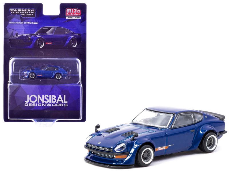 Nissan Fairlady Z S30 Widebody RHD (Right Hand Drive) "Designed by Jon Sibal" Blue Metallic "Global64" Series 1/64 Diecast Model Car by Tarmac Works Nissan Fairlady Z S30 Widebody RHD (Right Hand Drive) "Designed by Jon Sibal" Blue Metallic "Global64" Series 1/64 Diecast Model Car by Tarmac Works