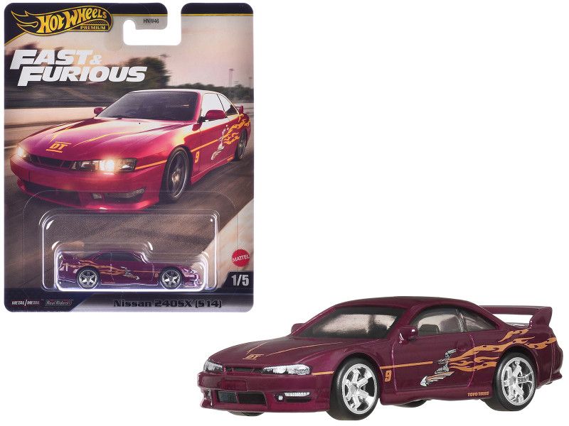 Nissan 240SX (S14) RHD (Right Hand Drive) Maroon with Graphics "The Fast and the Furious" (2001) Movie "Fast &amp; Furious" Series Diecast Model Car by Hot Wheels