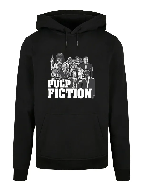 Men's Hoodie Pulp Fiction Cast Graphic Graphic Print Hoodie Black
