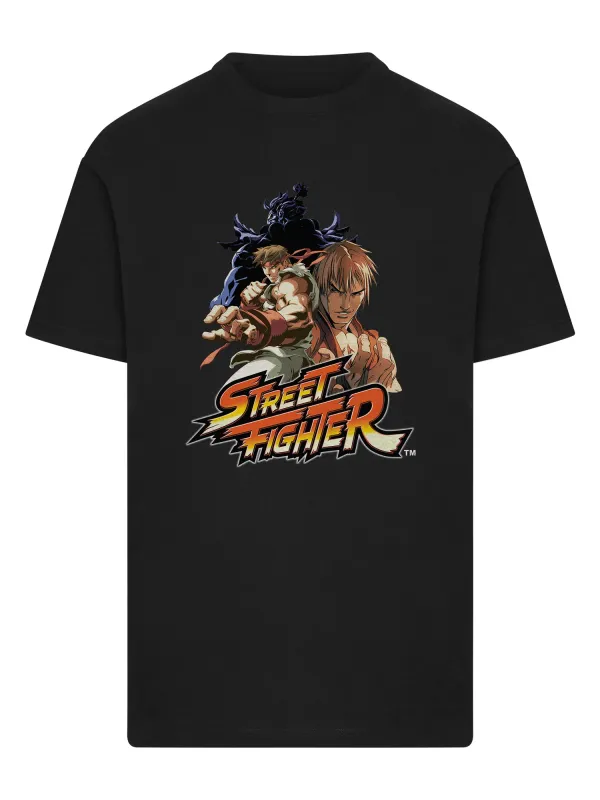 Men's T-Shirt Street Fighter Logo Graphic Print Tee Black