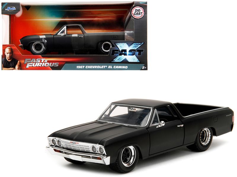 1967 Chevrolet El Camino Matt Black "Fast &amp; Furious" Series 1/24 Diecast Model Car by Jada
