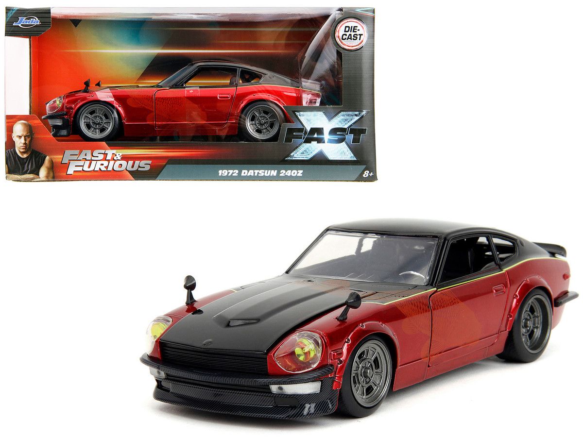 1972 Datsun 240Z Black and Red Metallic with Graphics "Fast X" (2023) Movie "Fast &amp; Furious" Series 1/24 Diecast Model Car by Jada