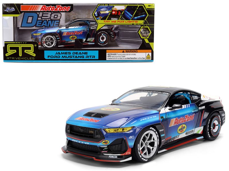 Ford Mustang RTR #130 James Deane "AutoZone" "Formula Drift PRO Championship" (2025) with Lights "RTR Vehicles" Series 1/24 Diecast Model Car by Jada Ford Mustang RTR #130 James Deane "AutoZone" "Formula Drift PRO Championship" (2025) with Lights "RTR Vehicles" Series 1/24 Diecast Model Car by Jada