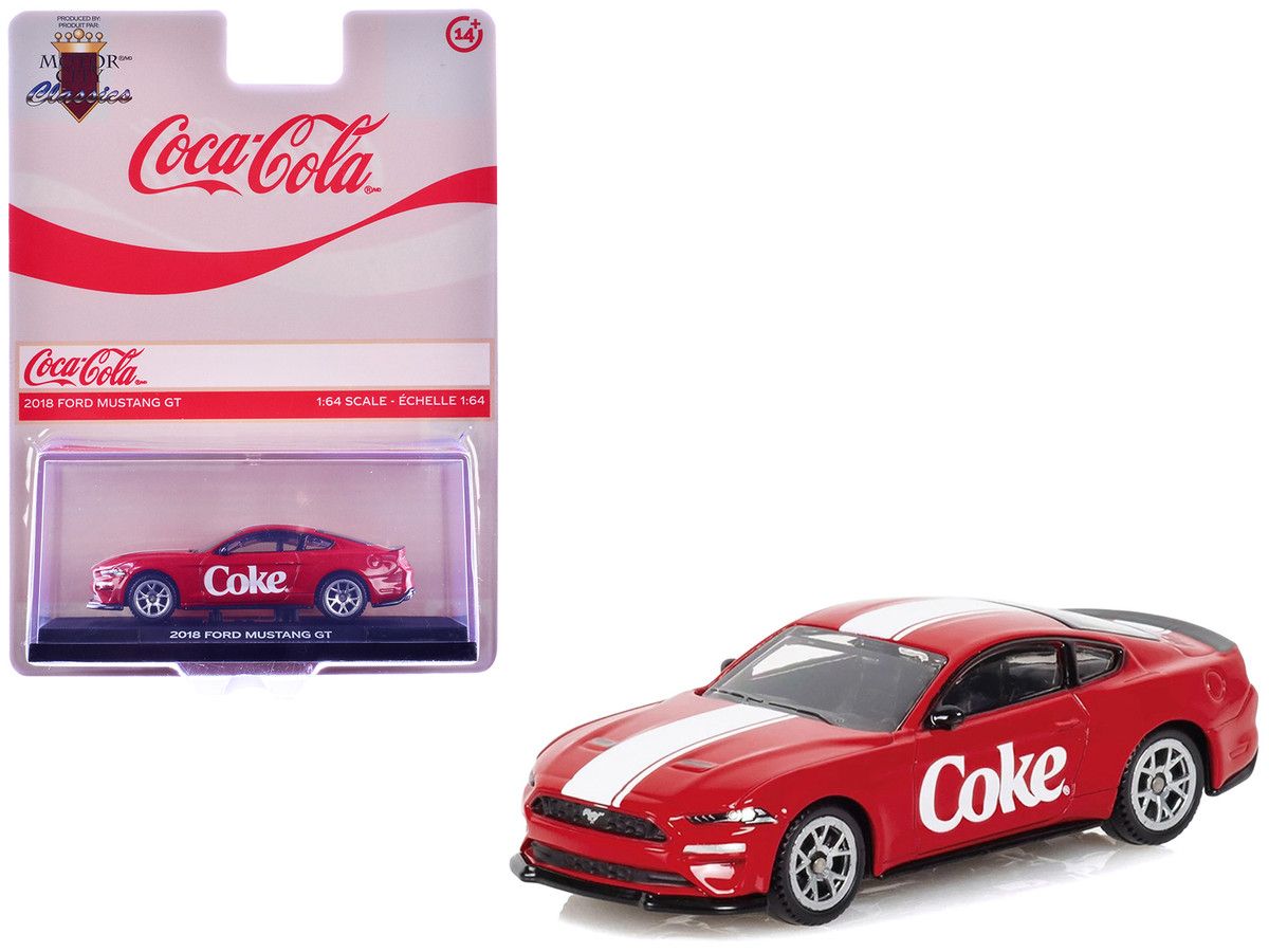 2018 Ford Mustang GT "Coca-Cola" Red with White Stripes 1/64 Diecast Model by Motorcity Classics 2018 Ford Mustang GT "Coca-Cola" Red with White Stripes 1/64 Diecast Model by Motorcity Classics