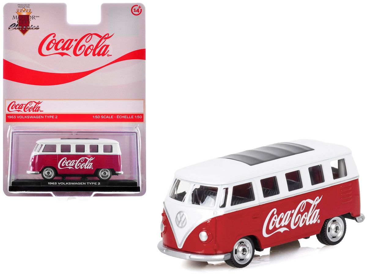 Motorcity Classics 1963 Volkswagen Type 2 Van "Coca-Cola" Red and White 1/50 Diecast Model by Motorcity Classics