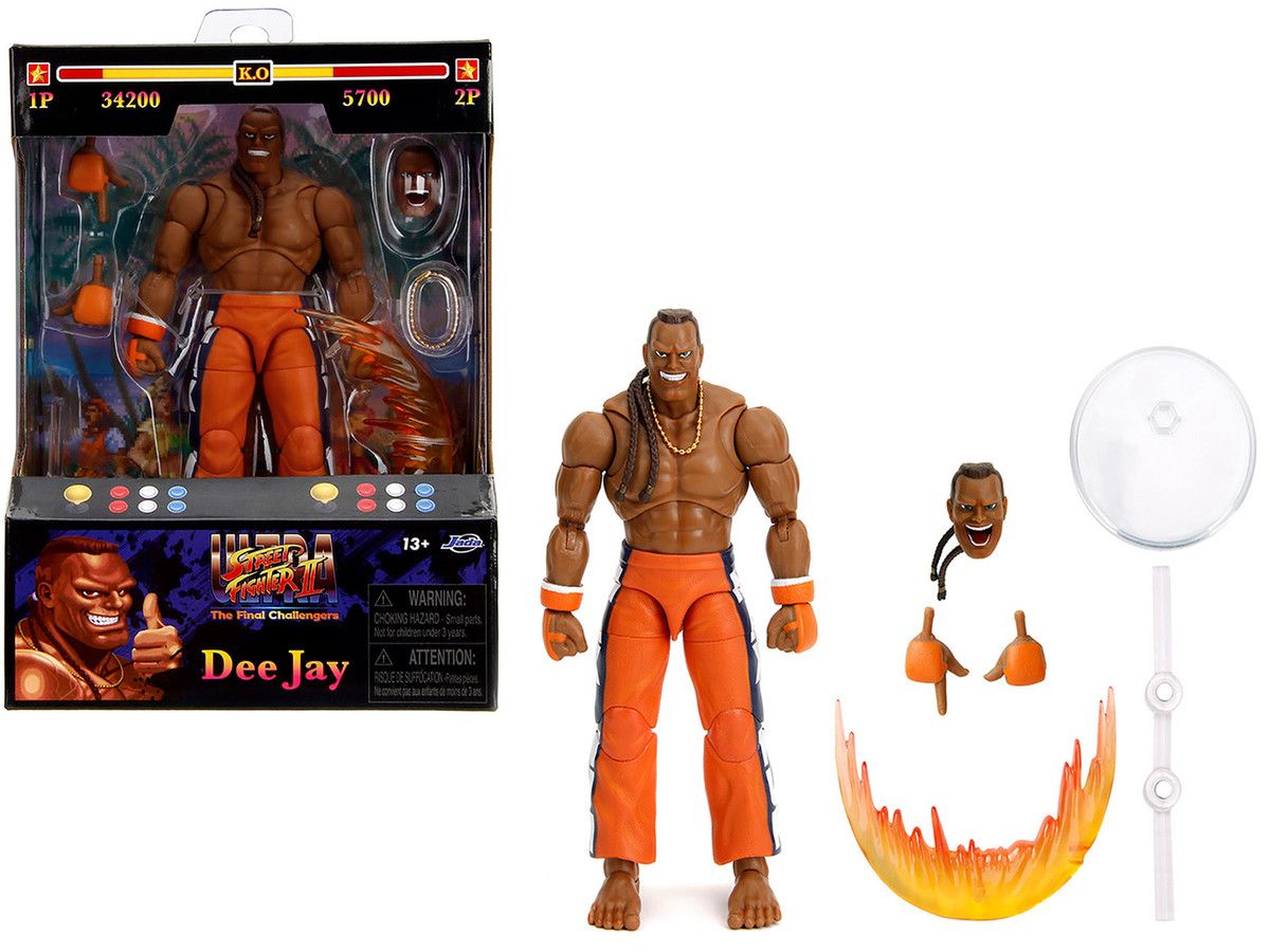 Dee Jay 6" Moveable Figure with Accessories and Alternate Head and Hands "Ultra Street Fighter II: The Final Challengers" (2017) Video Game Model by Jada Dee Jay 6" Moveable Figure with Accessories and Alternate Head and Hands "Ultra Street Fighter II: The Final Challengers" (2017) Video Game Model by Jada