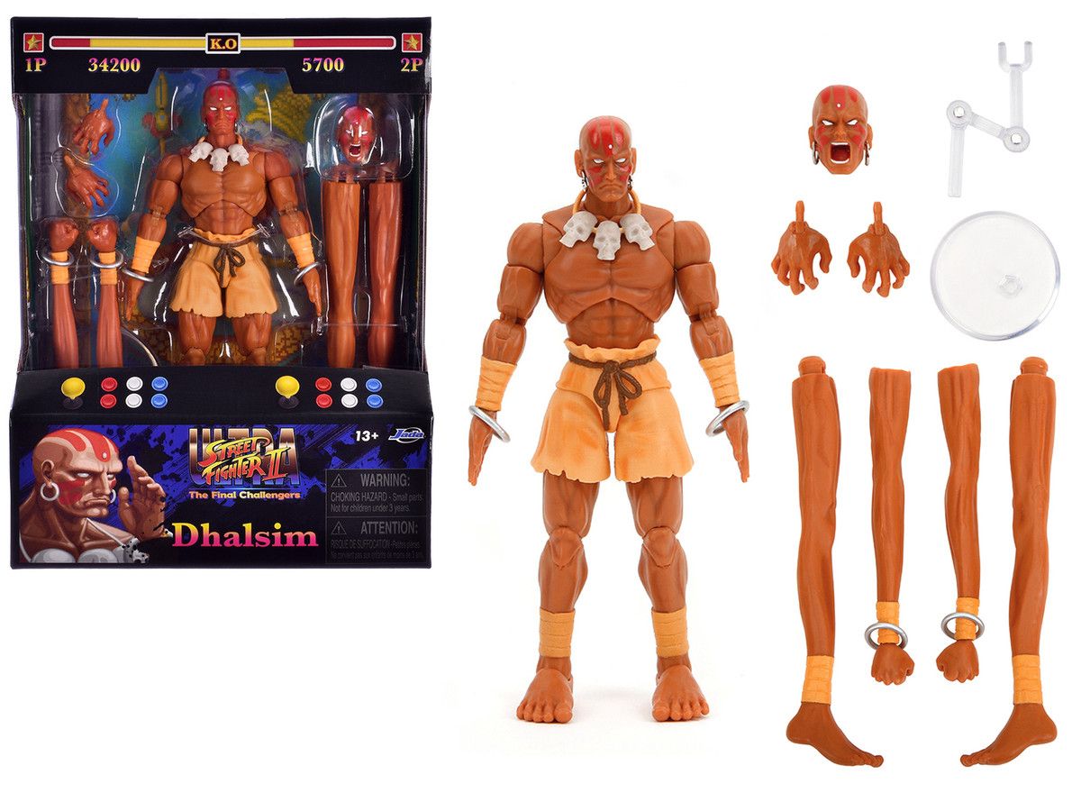 Dhalsim 6" Moveable Figure with Alternate Head and Limbs "Ultra Street Fighter II: The Final Challengers" (2017) Video Game Model by Jada Dhalsim 6" Moveable Figure with Alternate Head and Limbs "Ultra Street Fighter II: The Final Challengers" (2017) Video Game Model by Jada