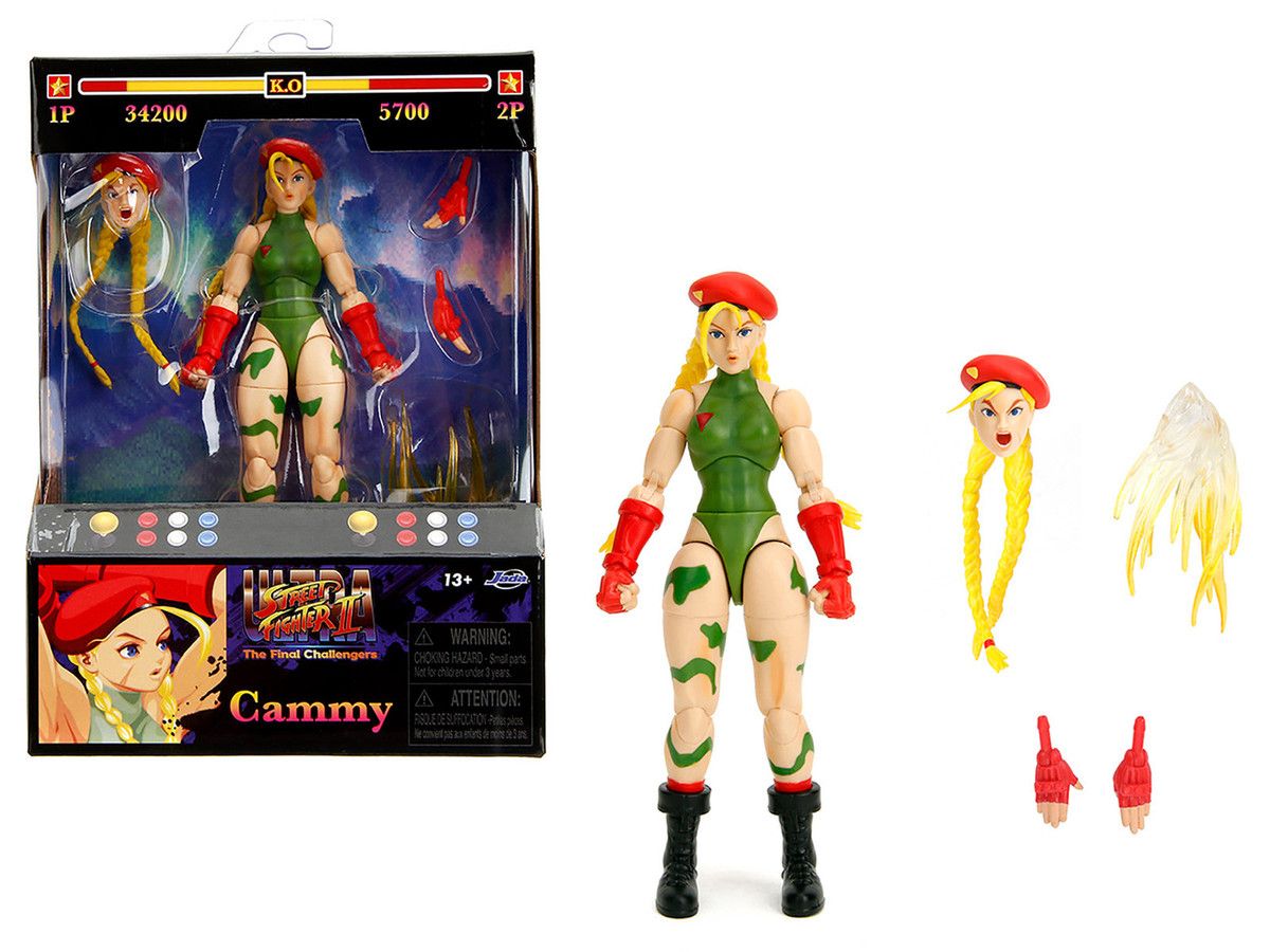 Cammy 6" Moveable Figure with Accessories and Alternate Head and Hands "Ultra Street Fighter II: The Final Challengers" (2017) Video Game Model by Jada Cammy 6" Moveable Figure with Accessories and Alternate Head and Hands "Ultra Street Fighter II: The Final Challengers" (2017) Video Game Model by Jada