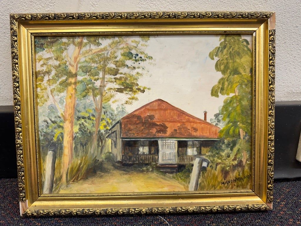 Original Oil Painting - Queenslander House - Signed Mignon Wanstall - Redland Bay Heritage - Framed