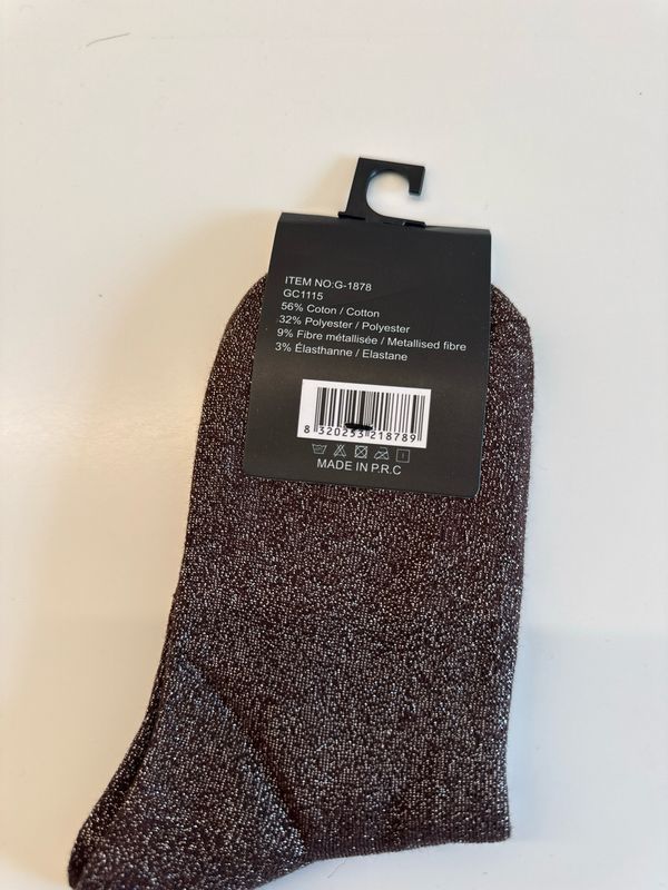 Glitter sokjes bruin