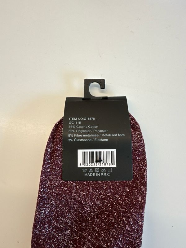 Glitter sokjes bordeaux