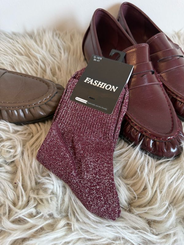 Glitter sokjes bordeaux