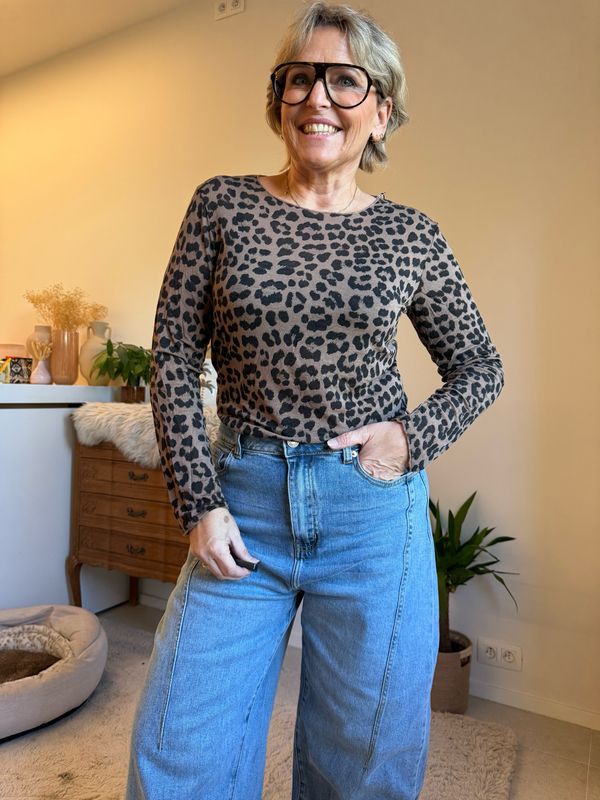 Maud kasjmier leopard bruin zwart