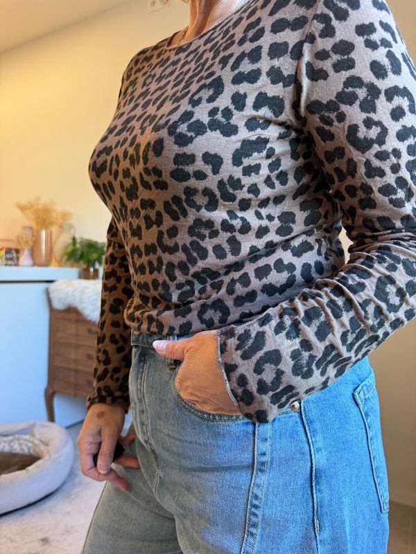 Maud kasjmier leopard bruin zwart